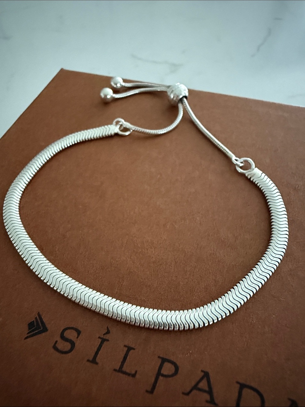 HTF, Silpada Sterling Silver “Capri” Adjustable Herringbone Bracelet B3319